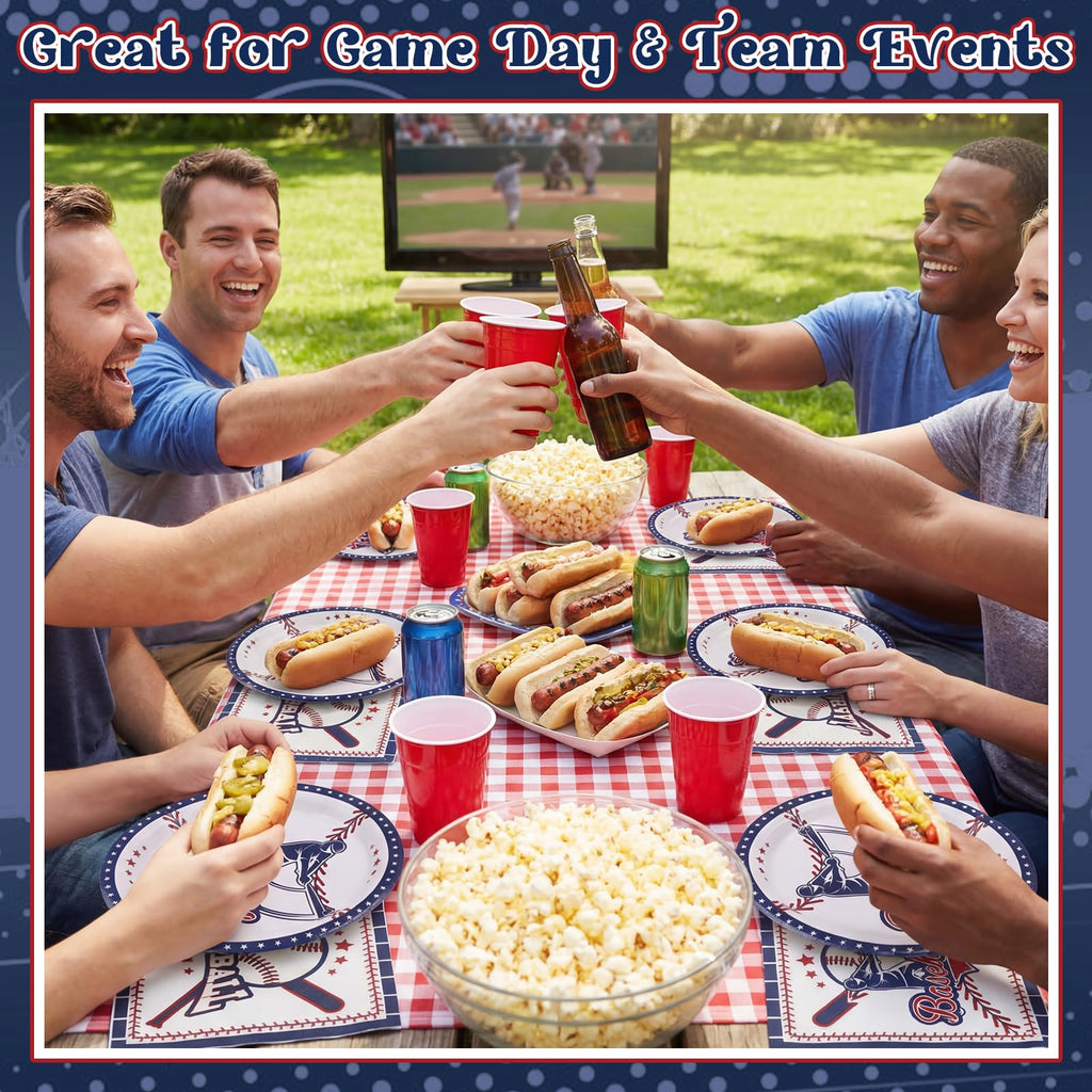 50 Pcs Baseball Plates and Napkins, Disposable Baseball Party Supplies
