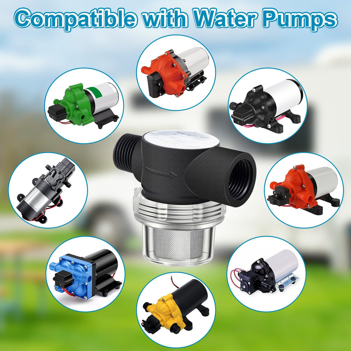 Dreyoo 1/2 Inch RV Pump Strainer, Compatible with Shurflo 255-313