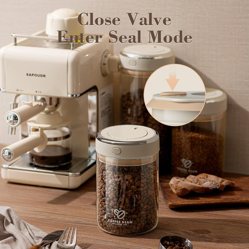 Coffee Bean Storage Container with One-way Valve Airtight Lid Date Tracker for Coffee and More Food Fresh and