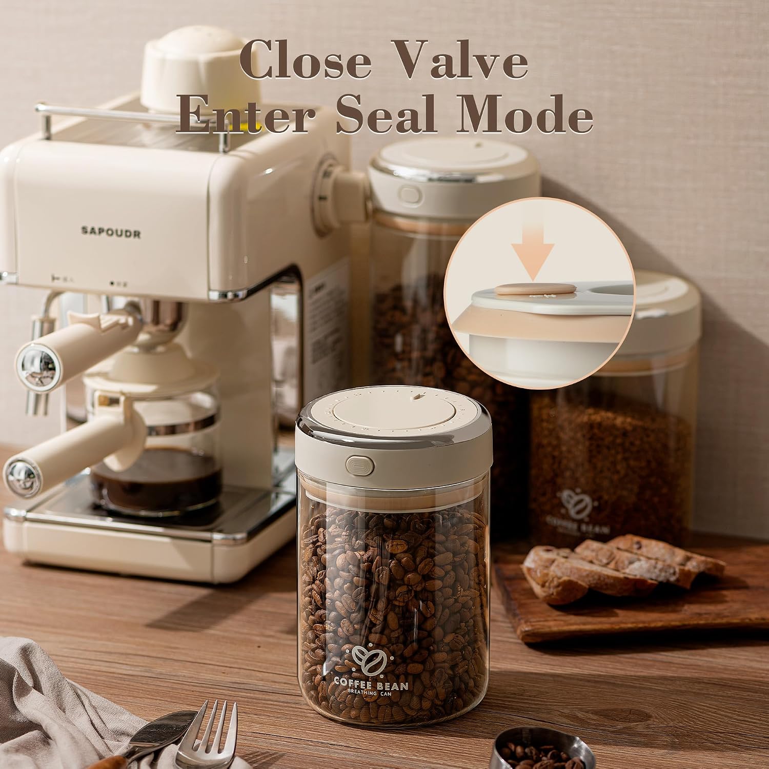 Coffee Bean Storage Container with One-way Valve Airtight Lid Date Tracker for Coffee and More Food Fresh and