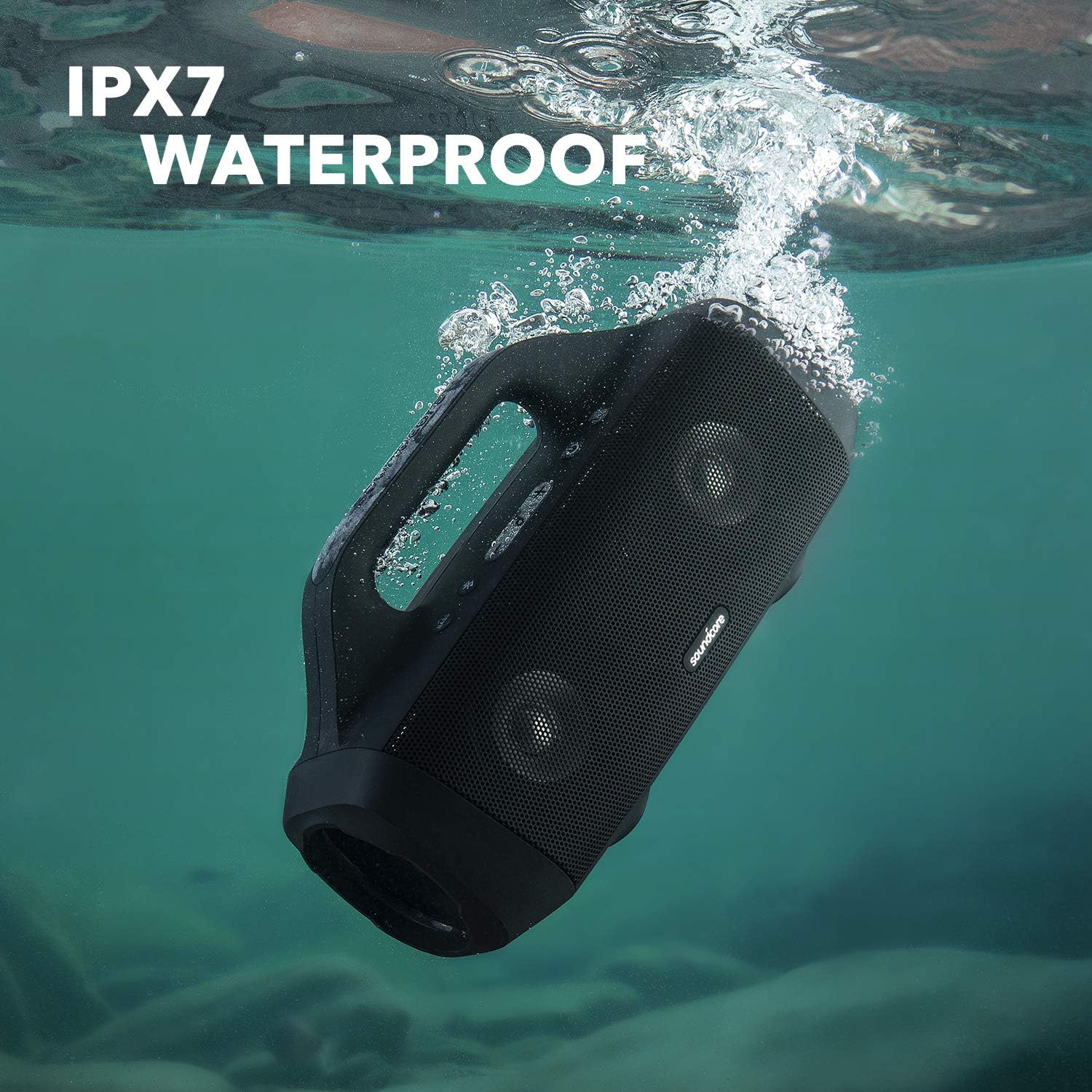Anker Motion Boom Waterproof Bluetooth Speaker with Titanium Drivers, BassUp Technology, IPX7, 24H Playtime, App