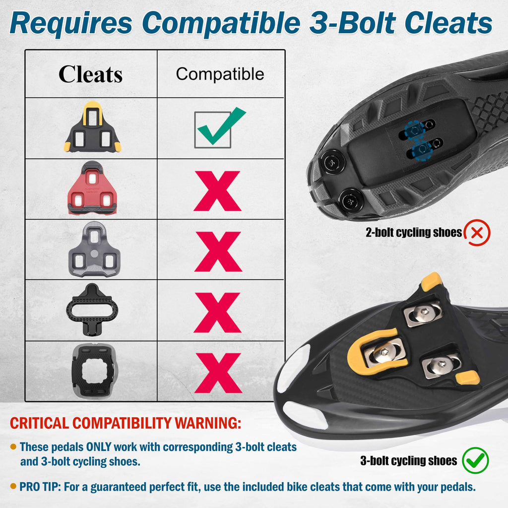 Road Bike Clipless Pedals Compatible with SPD-SL Cleats, 9/16-Inch