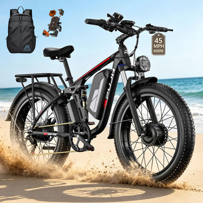 8000W Dual Motor E-Bike Up to 110 Mi 60V 24" Fat Tire for Adults PU364