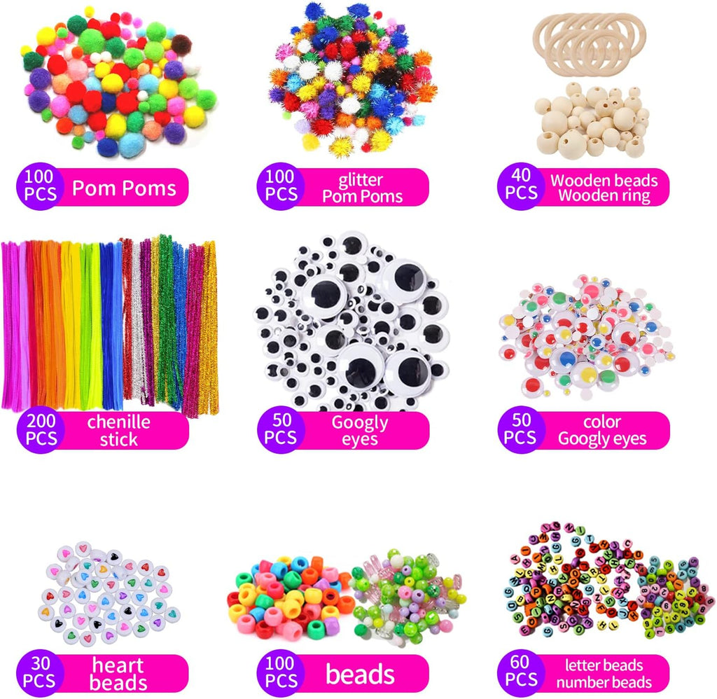 3000 Kids Arts and Crafts Supplies for Kids Crafting Supply in 3 Layered Plastic Art Box All in One Ages 8 9 10 11 &
