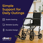 Folding Transport Wheelchair, Swing-Away Footrest, Silver