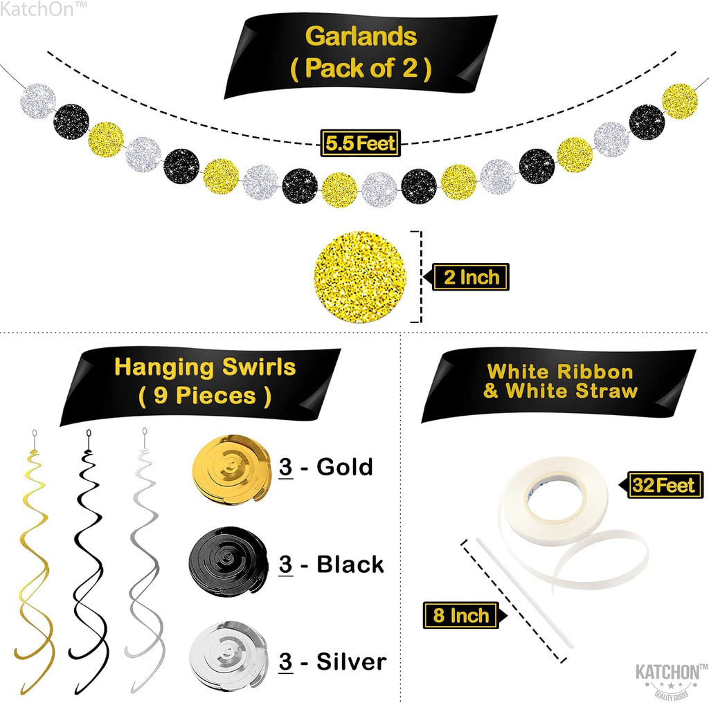 New Years Eve Party Supplies 2026, Pack of 70 | Happy New Years Decorations 2026, Hanging Swirls, PomPoms, NYE