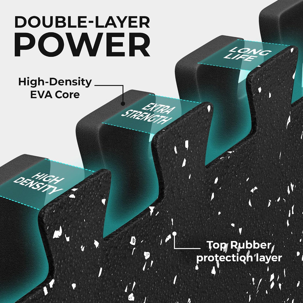 Gym Mats Set - EVA Interlocking Foam Floor Tiles (12.6"x12.6"x0.4") Protective Gym Flooring Sports Home Workout