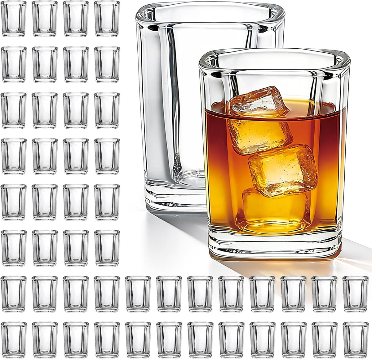 48 Pack Shot Glasses Bulk, 2.2 oz Clear Heavy Base Shot Glass Set