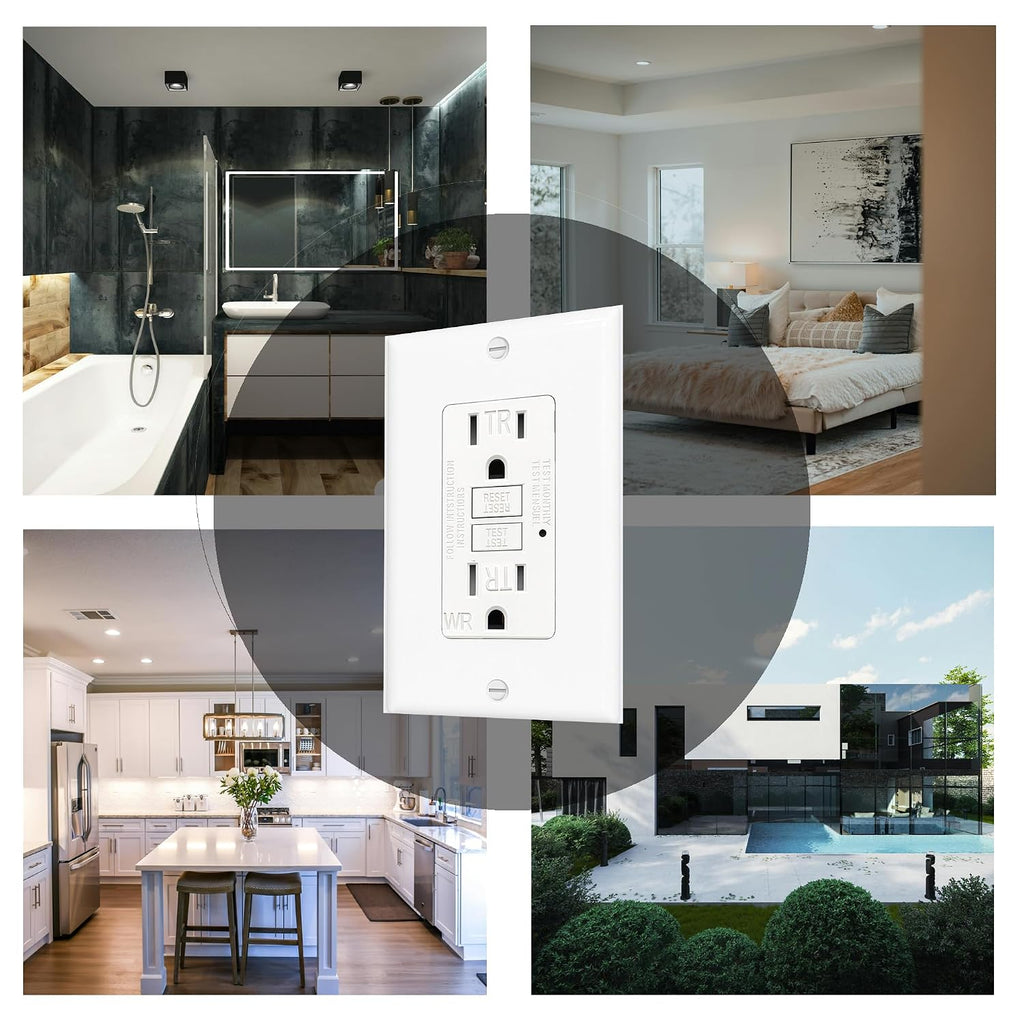 (15 AMP-1 Pack)LOONAVA GFCI Outlet WR White – Tamper Resistant, Weather Resistant GFI Receptacle with Self-Test, LED