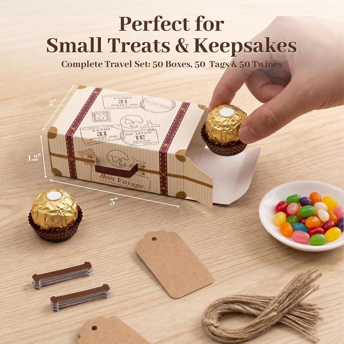 50 PCS Mini Suitcase Party Favor Box, 3x2x1.2 Small Gift Box