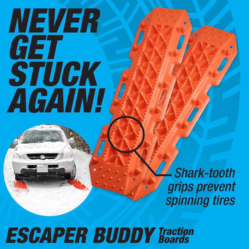 MAXSA 20333 Escaper Buddy Largest Heavy-Duty Traction Boards, 2-PK Orange | For Off-Roading in Mud, Sand & Snow