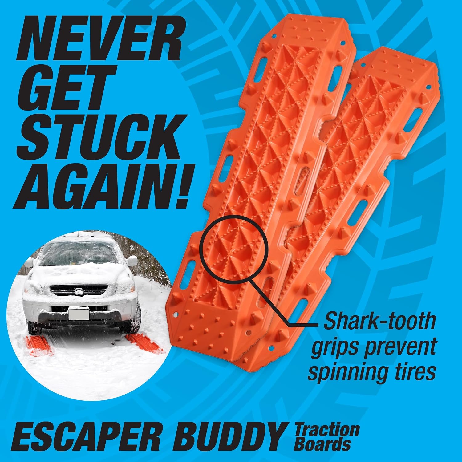 MAXSA 20333 Escaper Buddy Largest Heavy-Duty Traction Boards, 2-PK Orange | For Off-Roading in Mud, Sand & Snow