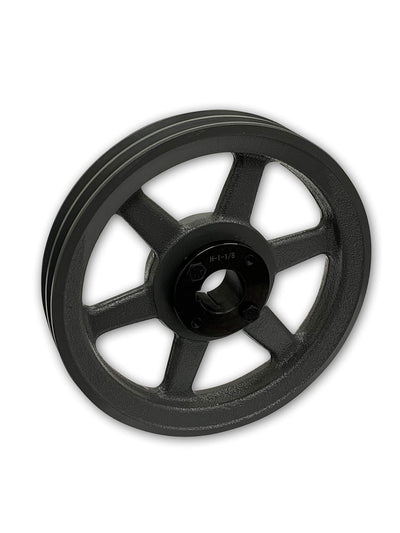 Double Groove 14.25" Cast Iron Electric Motor " H " Pulley/Sheave, Bushing Included, for 3/8" and 1/2" Top Width 3L/A/AK/4L/4LK Section V Belt, 2 Groove (1-1/8" Shaft / 1.125" Bore, 2AK144H)