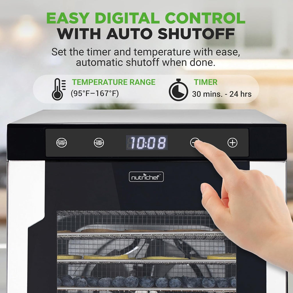 Electric Countertop Food Dehydrator -900-Watt Premium Multi-Tier Meat Beef Jerky Maker Fruit/Vegetable Dryer w/10