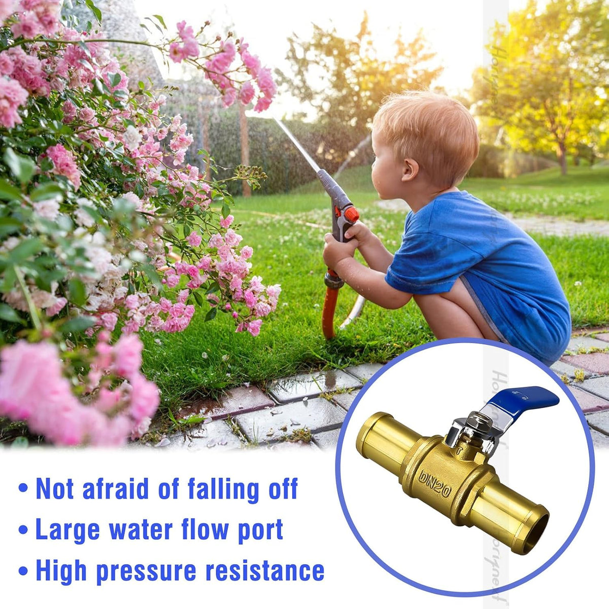 1 Inch Ball Valve, Brass Hose Barb Shut Off Valve, 1 Pack