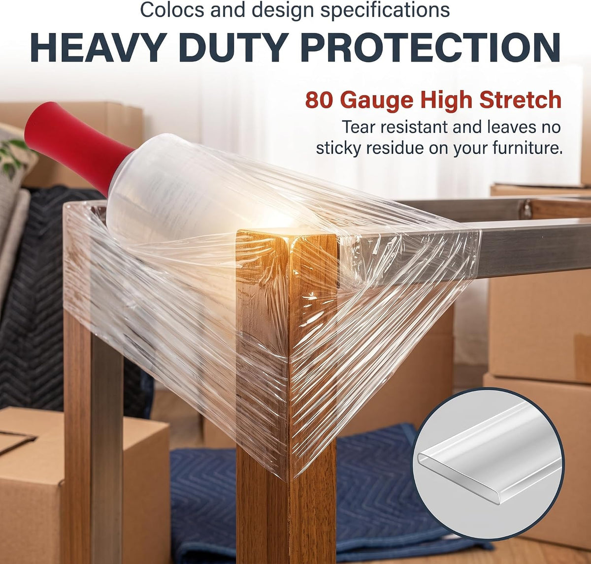 5" Mini Stretch Film Wrap 12 Pack with 2 Handles for Moving Packing