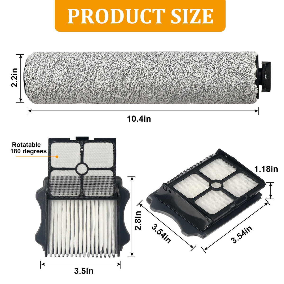 2 Pack Soft Roller Brush Replacement Parts for Tineco Floor ONE S5 Steam
