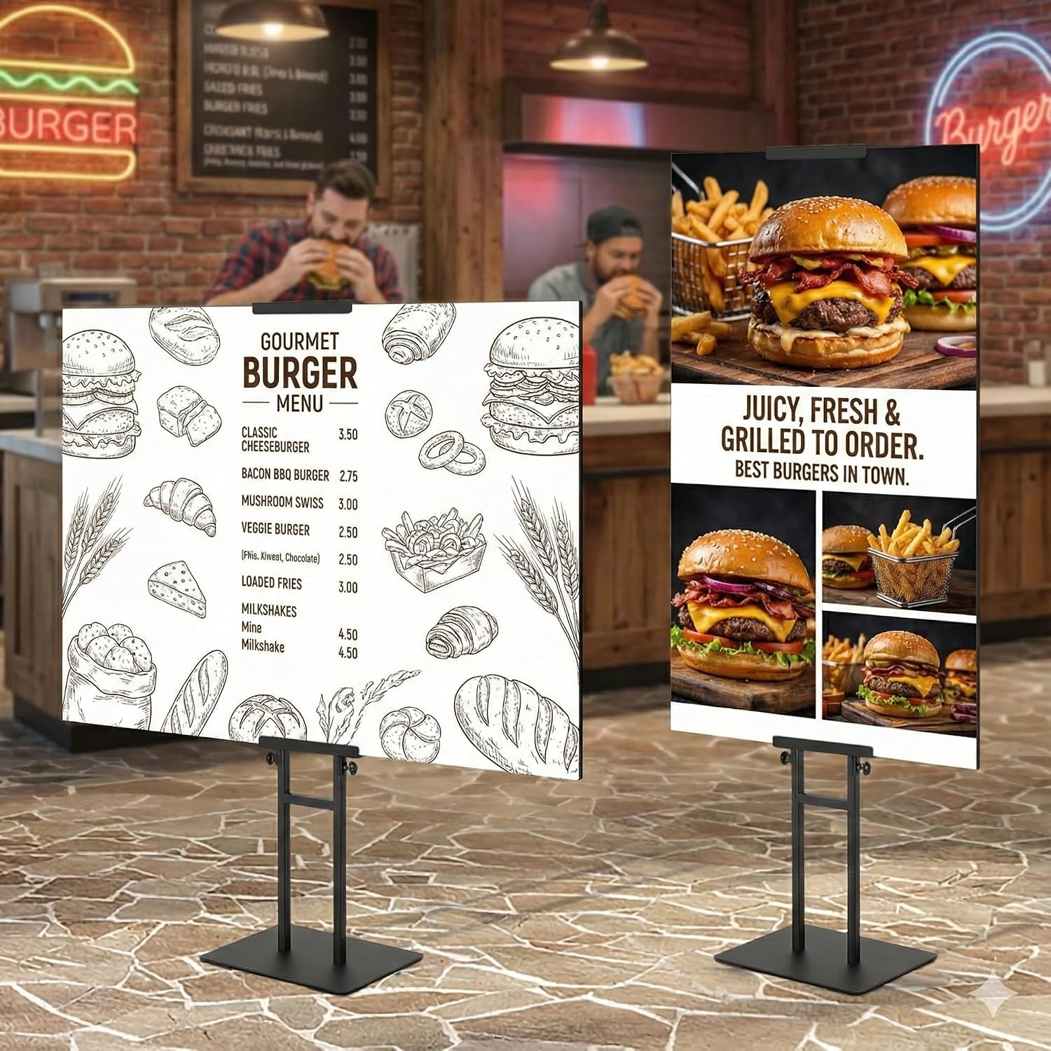 Poster Stand, Adjustable Height Up to 75", Double-Sided Heavy Duty Pedestal Sign Holder, Floor Standing Sign Holder