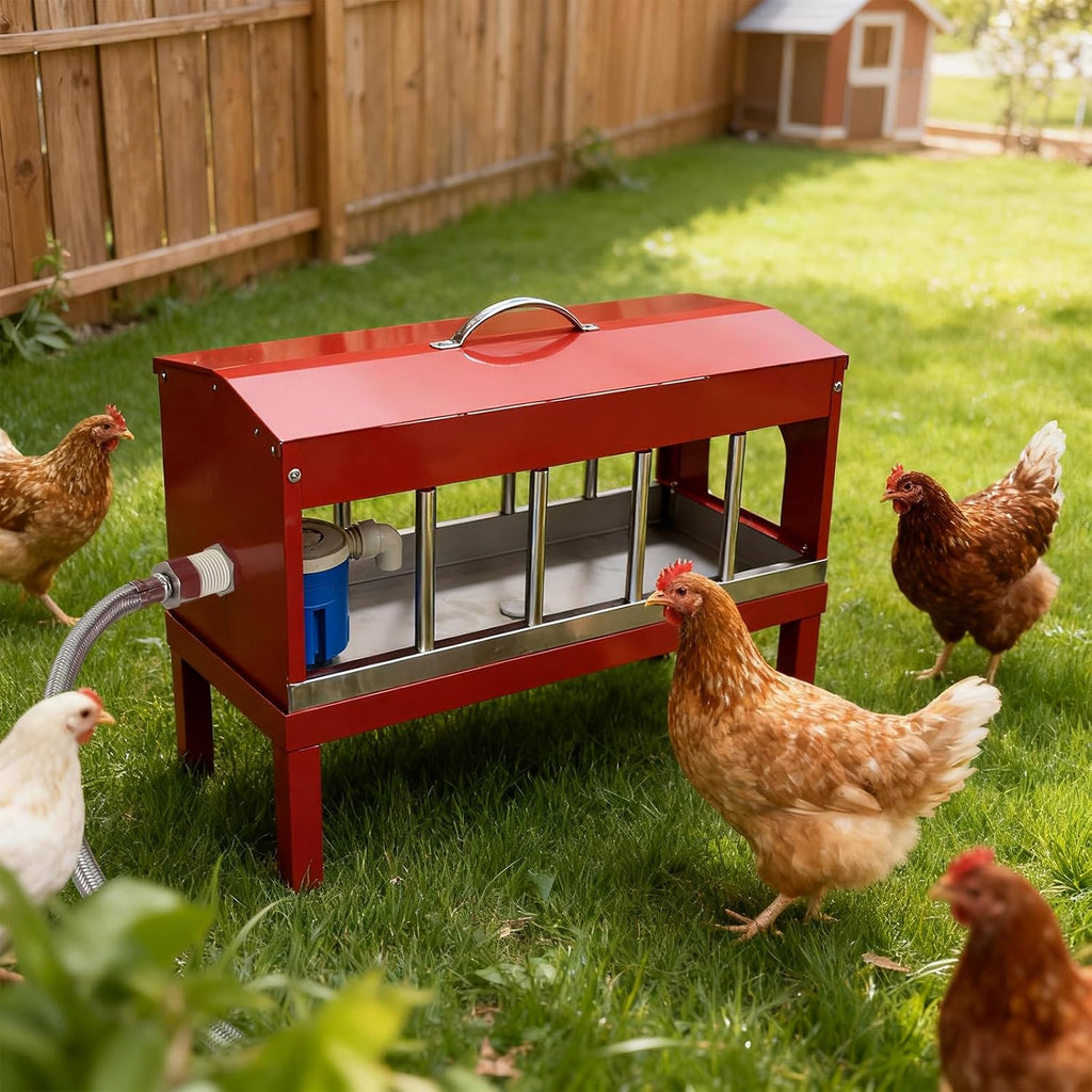 Automatic Chicken Waterer, Multi-Side Drinking Holes and Detachable Legs