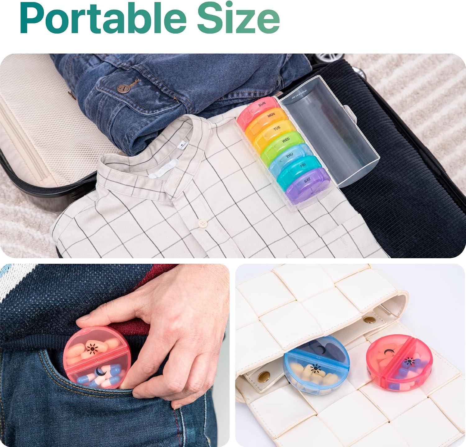 Large Weekly Pill Organizer 2 Times a Day, Daily Pill Box 7 Day Easy to Open, Double Protection Medicine Case for