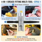 Complete Grease Fitting Replacement Kit, Grease Gun Zerk Fitting Tool