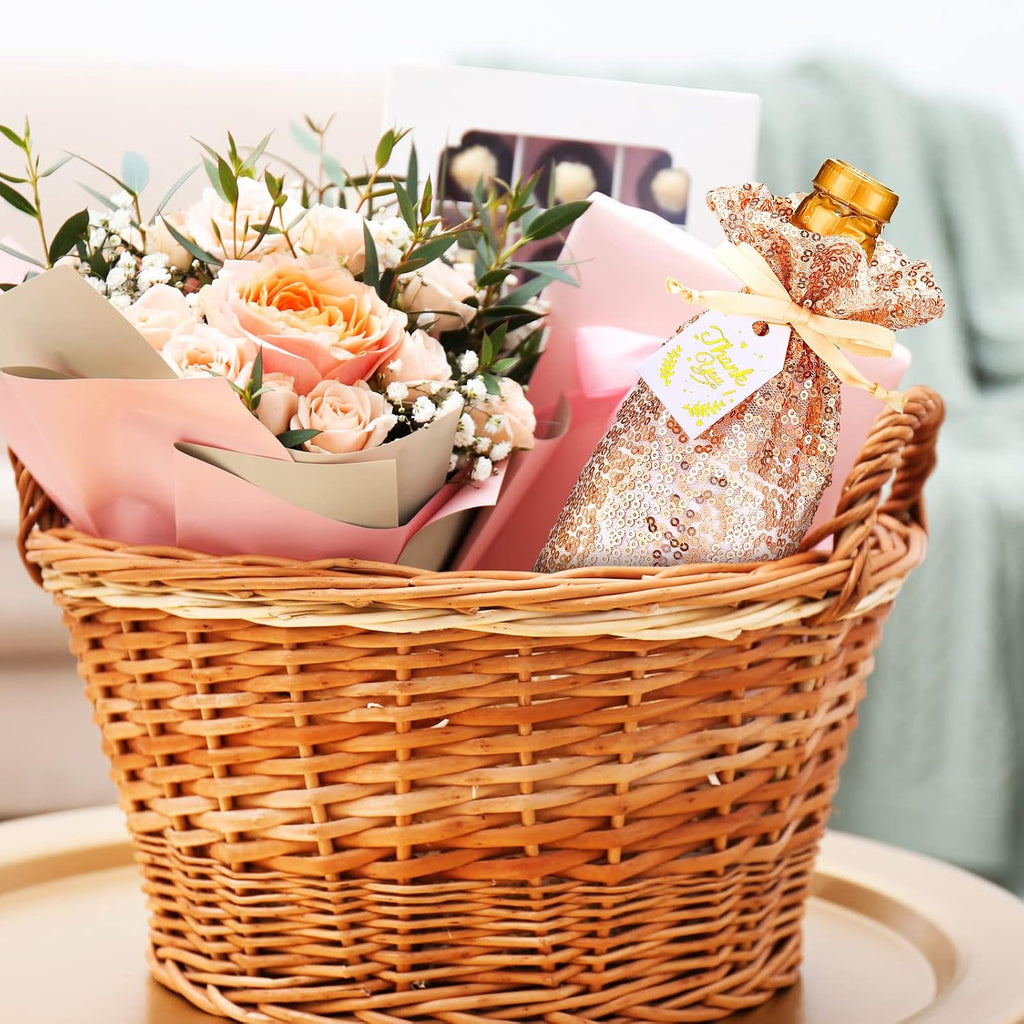 12 Pcs Rose Gold Satin Wine Gift Bags, Gift Giving