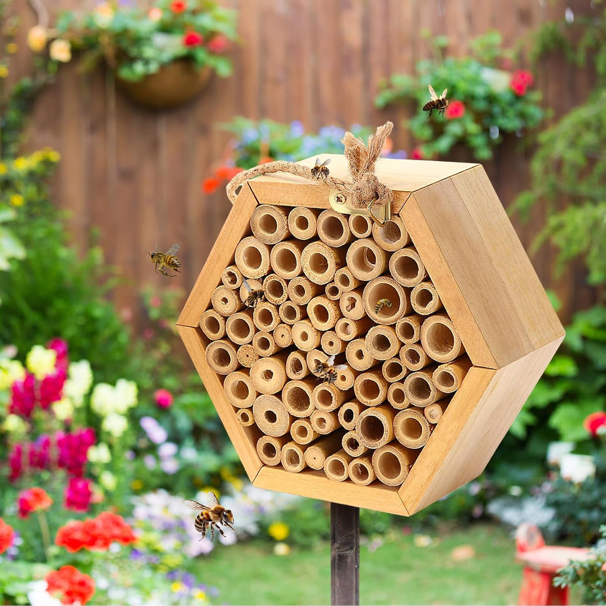 3 Pcs Mason Bee House with DIY Painting Kits, Felt Bee Flower