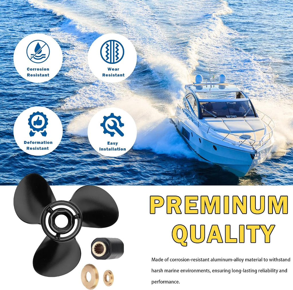 13 1/4x17 Upgrade Aluminum Boat Propeller for BRP,Johnson,Evinrude,OMC Stern Drive 40-140HP 13 Spline 13.25Diax 17Pitch Replace OEM 765183 Rh(Hub Kits Included)