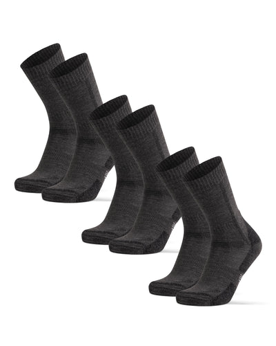 Classic Hiking Crew Socks 3-Pack, Dark Grey, X-Large