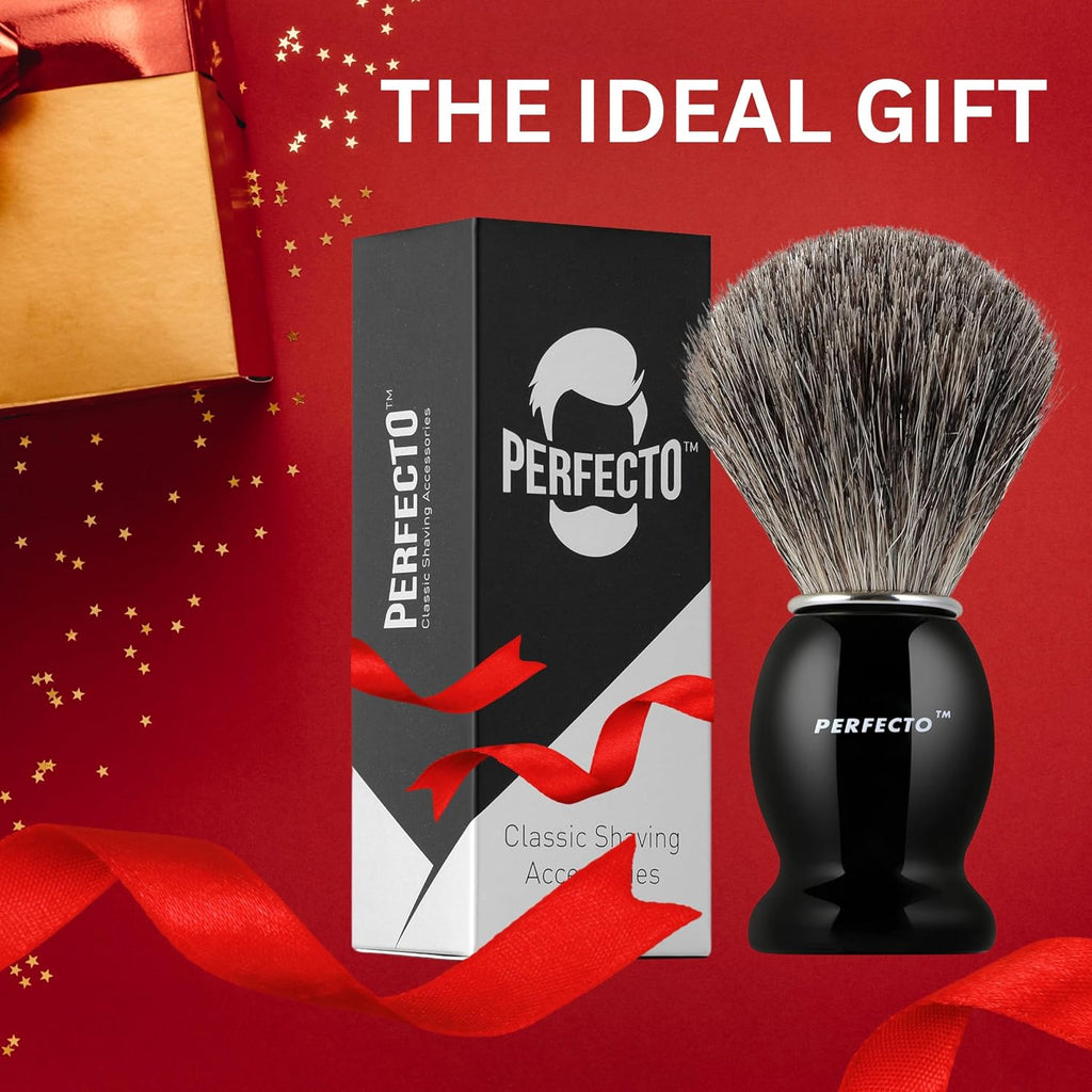 100% Pure Badger Shaving Brush-Black Handle- Engineered for The Best Shave of Your Life. for, Safety Razor, Double