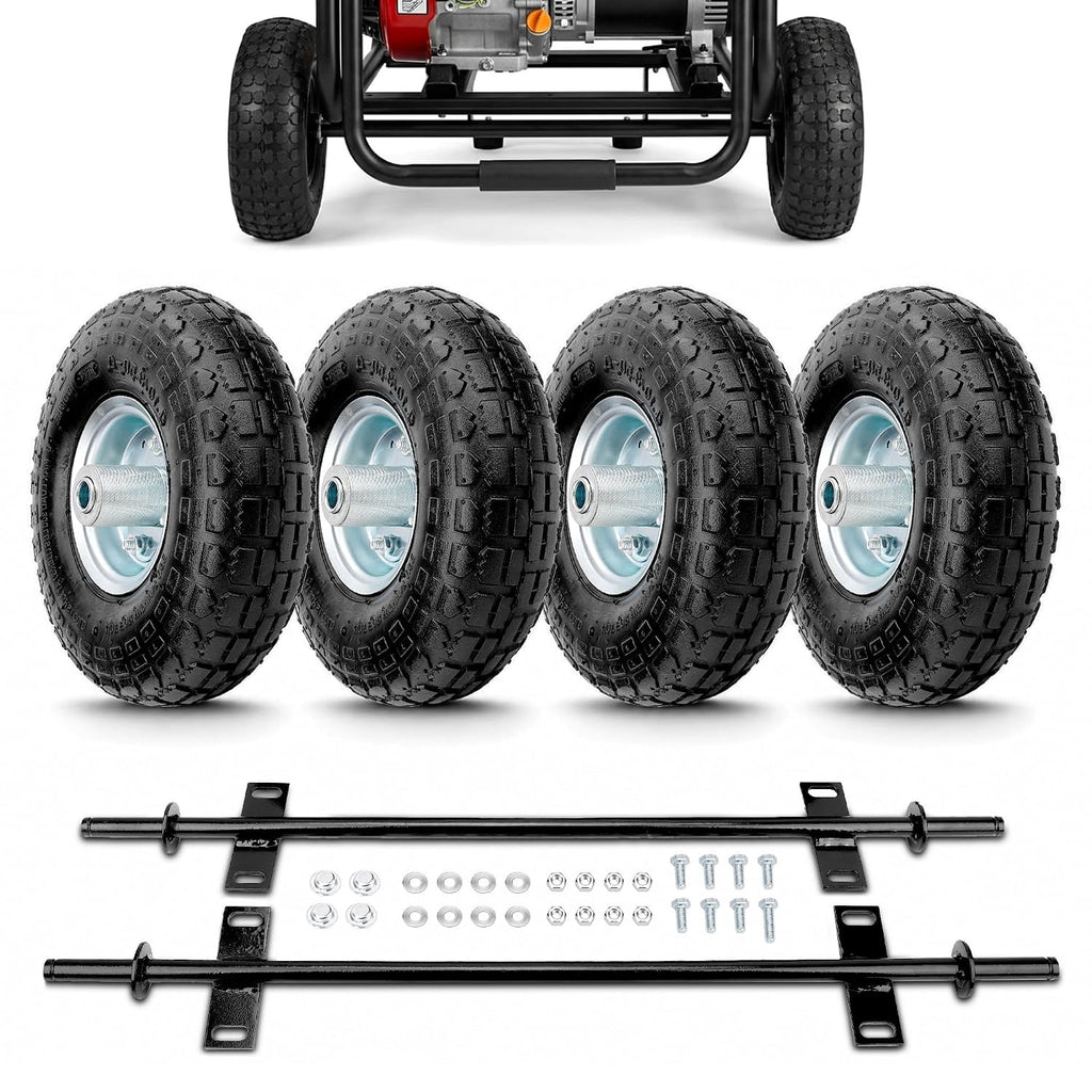 10-Inch Pneumatic Tires Generator Wheel Kit (4 PCS) Compatible with Harbor Freight Predator 6500 8750 9000 Watts