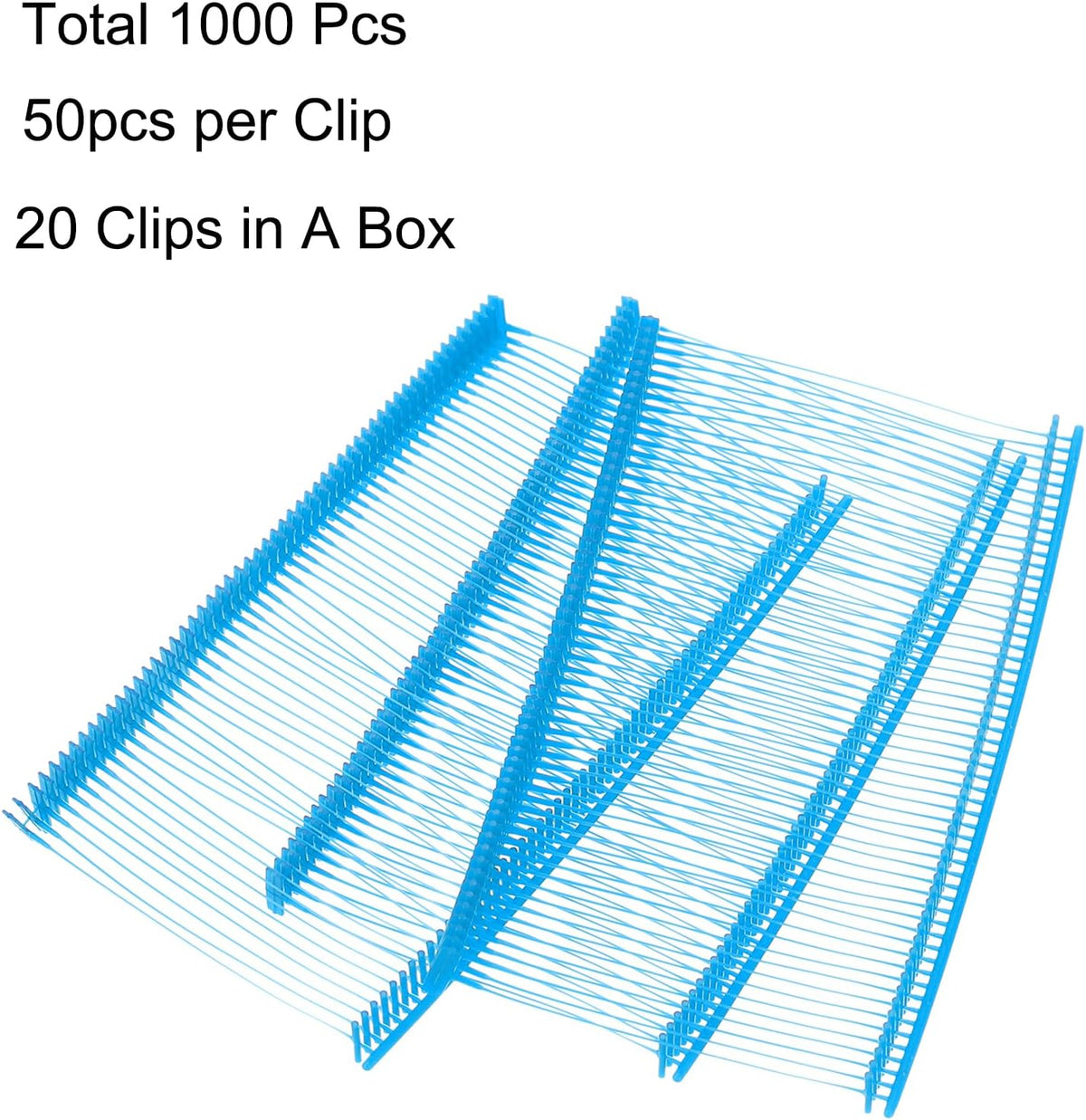 1000pcs Standard Tagging Gun Fasteners 50mm PP Plastic Sky Blue