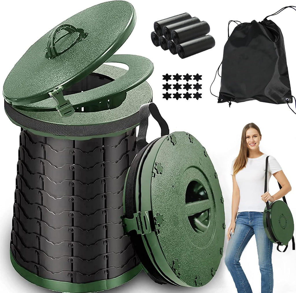 XXL Portable Toilet for Camping,880lbs Capacity,19.7" H Adjustable Outdoor Toilet with 7 Garbage Bags,Porta Potty for