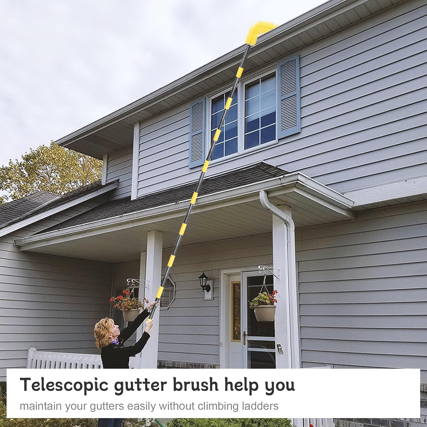 Gutter Cleaning Tools from The Ground, 10 FT Telescopic Brush