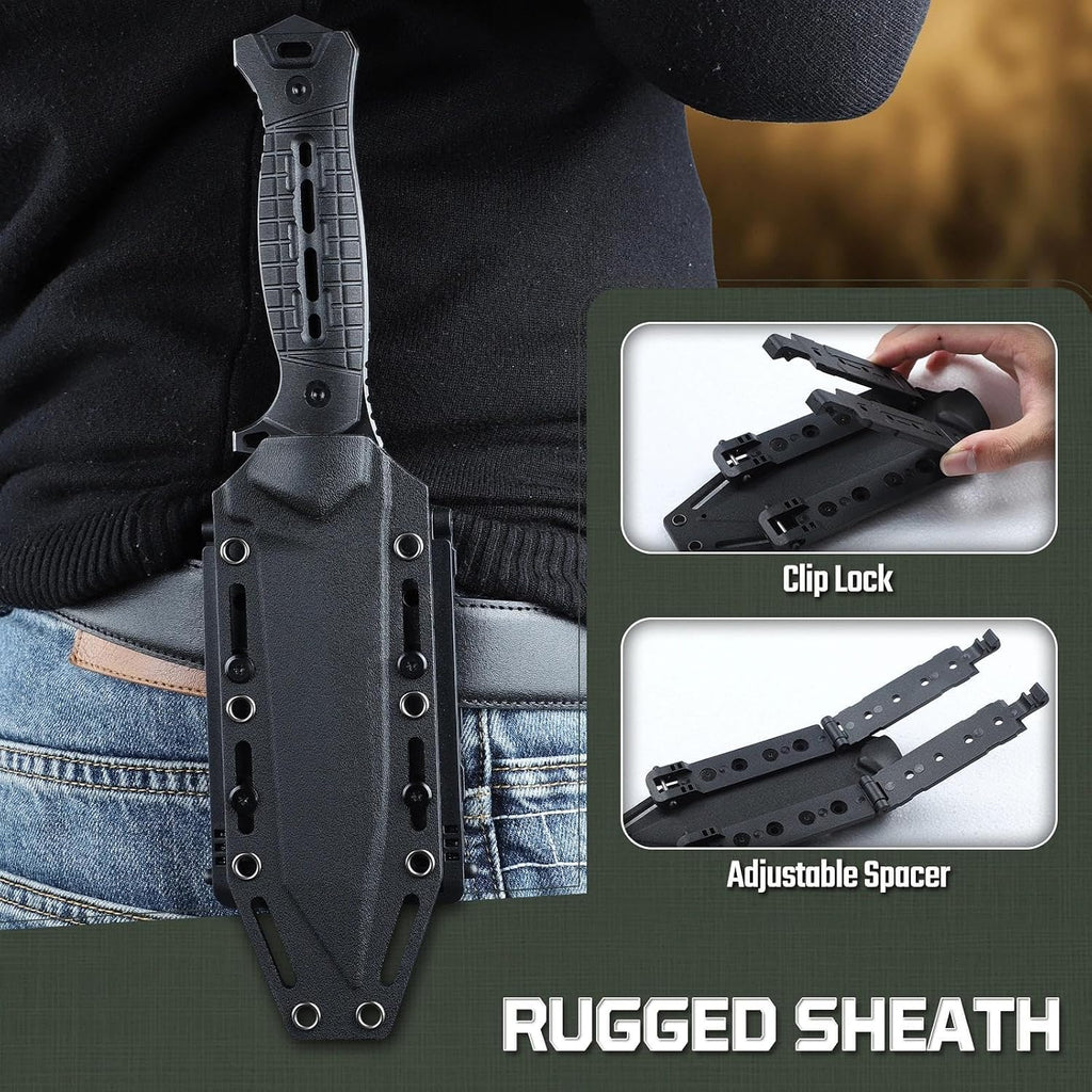 Full Tang Tactical Fixed Blade Knife with Sheath, Gift for Men | All-Purpose Survival Knives, Long-Lasting Sharpness