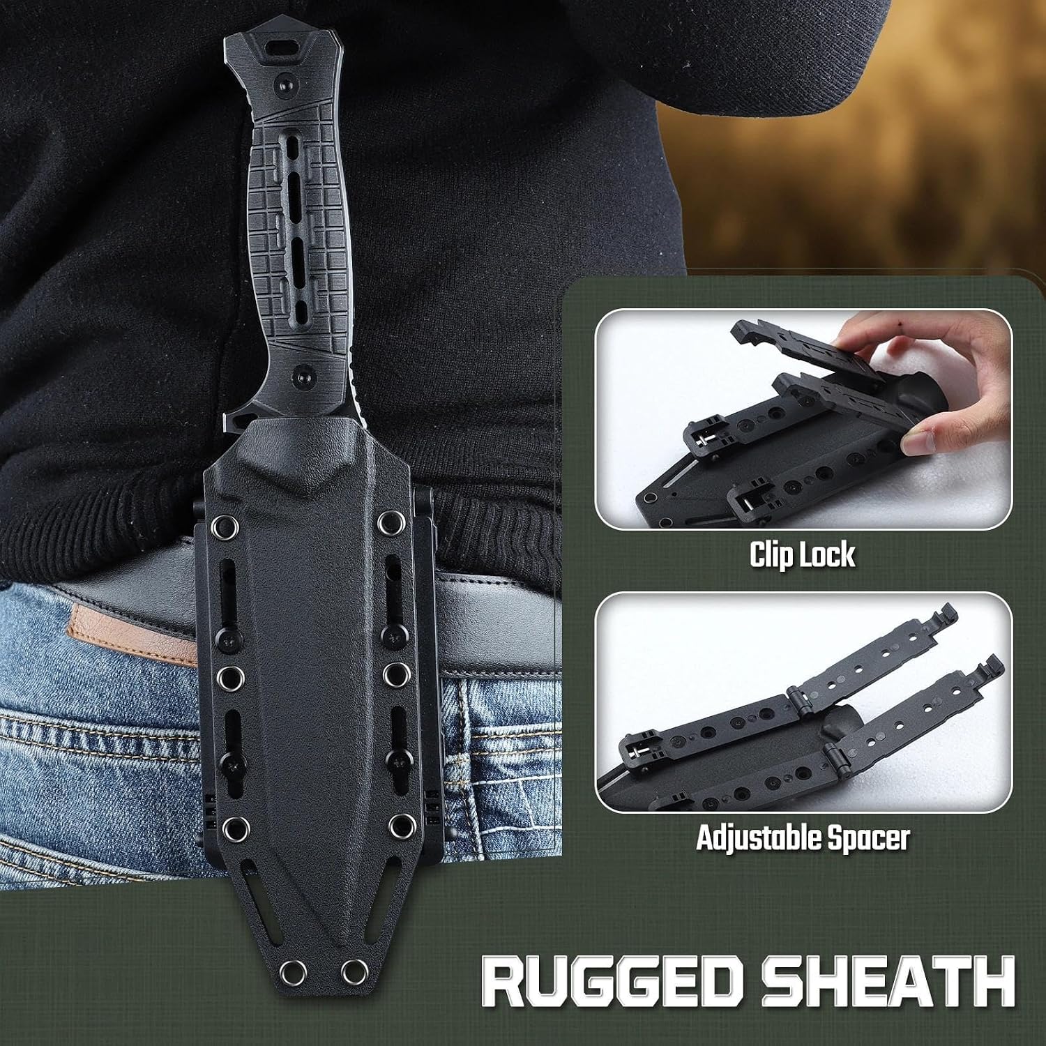 Full Tang Tactical Fixed Blade Knife with Sheath, Gift for Men | All-Purpose Survival Knives, Long-Lasting Sharpness