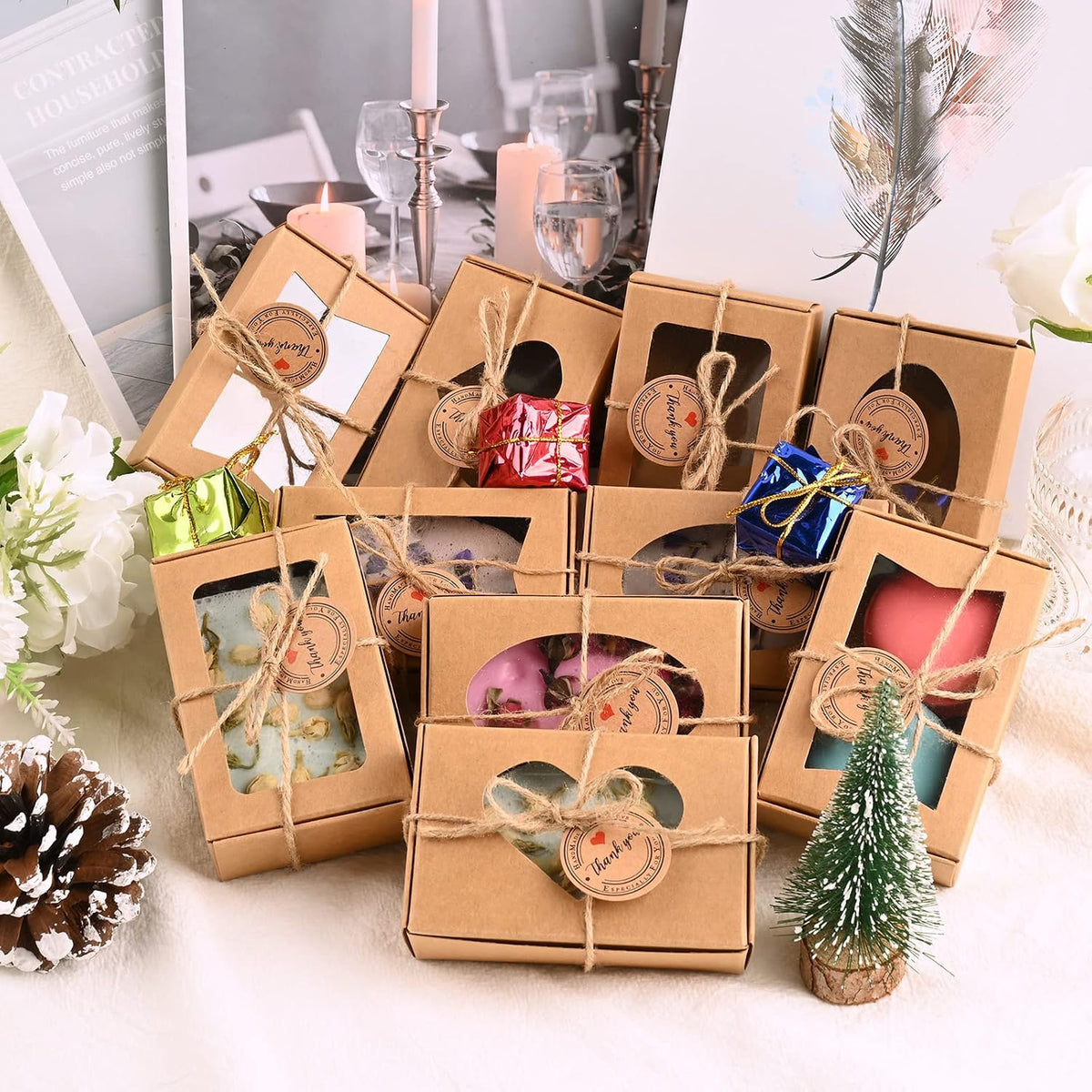 Soap Boxes for Homemade Soap, Soap Packaging Gift Box with Window