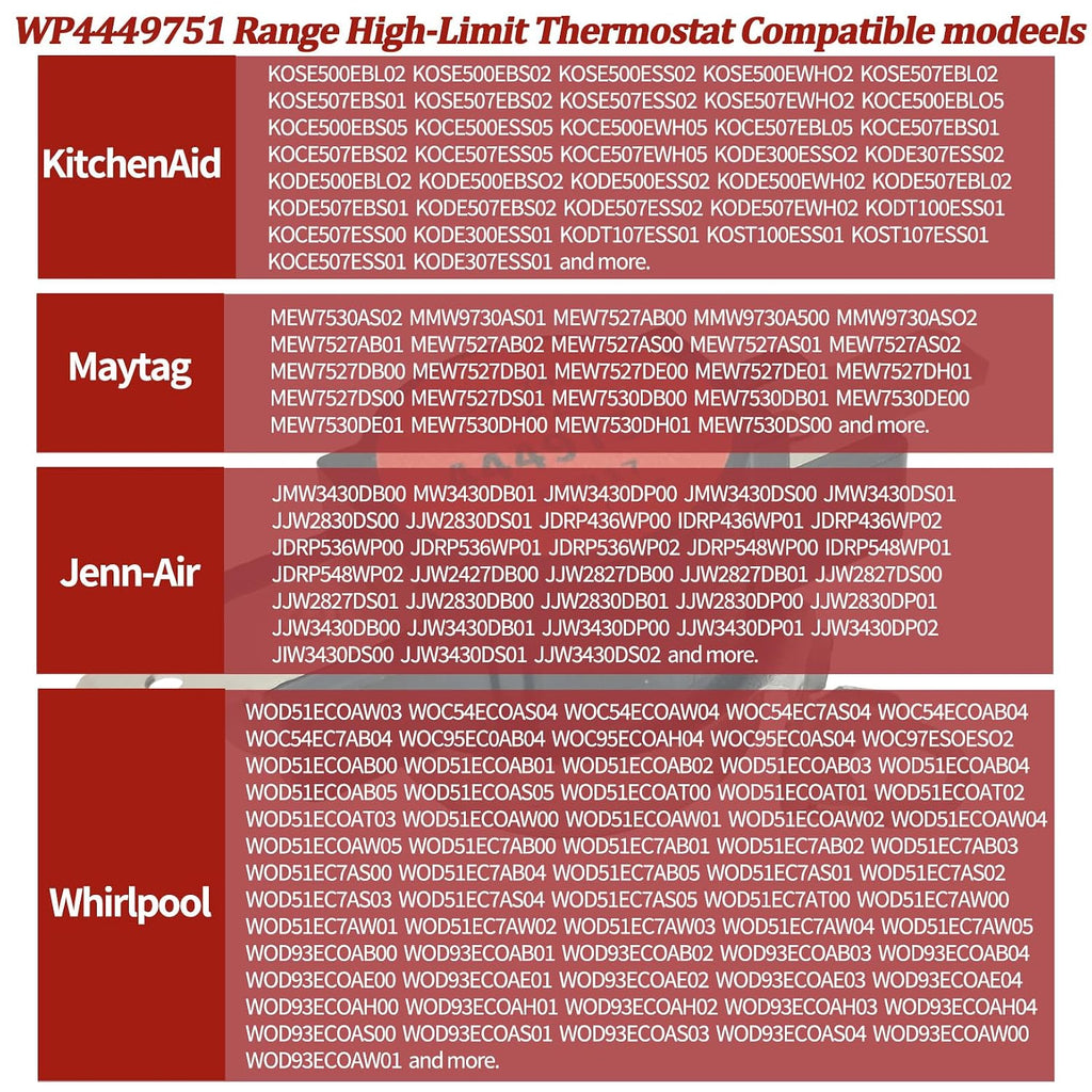 WP4449751 Range Oven High Limit Thermostat Fit for Whirlpool Maytag