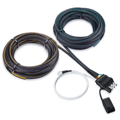 4 Pin 5 Wire Trailer Wiring Harness 22FT -Pure Copper Wishbone Trailer Light 4-Way Flat 5 Wire Plug for Rewiring