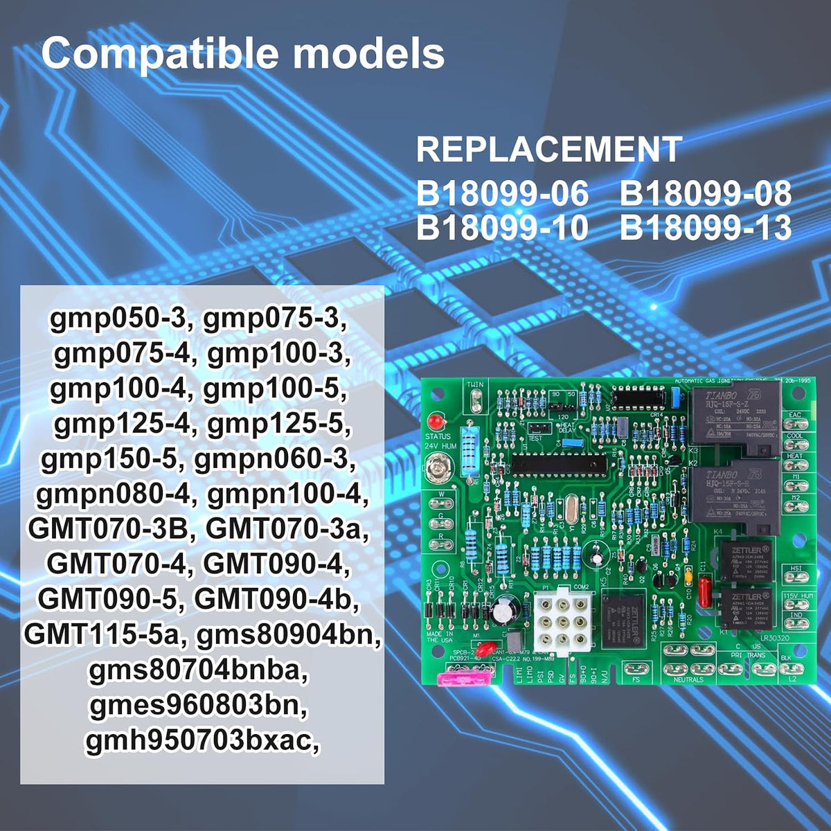 B18099-13Furnace Control Circuit Board,Replacement for Goodman Furnace Control Circuit Board B18099-06,B18099-08,B18099-10 and B18099-13