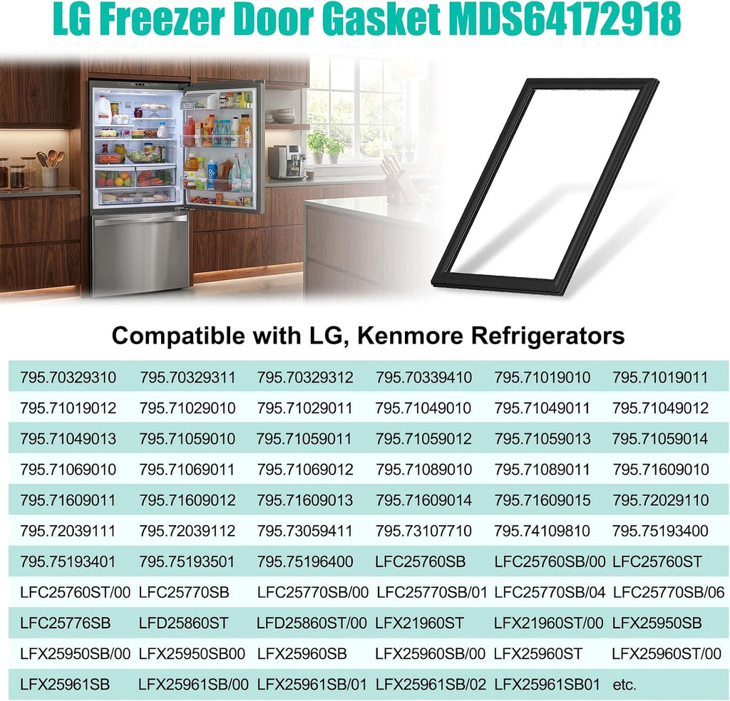 Upgraded MDS64172918 Freezer Door Gasket Replacement Compatible with LG & Kenmore Refrigerator Freezer Door Seal for LFX25971SB, LFX28968SB, 795.70329 Series Refrigerator door Gasket Seal