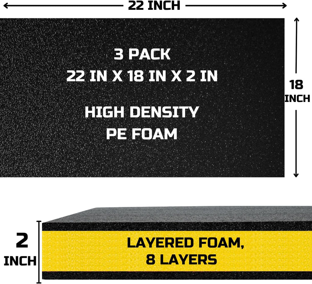 Tool Box Foam Organizer 22x18x2 inch 3Pack, Kaizen Sheets for Pro Tool Control, Custom Tool Shadow Inserts for Cases