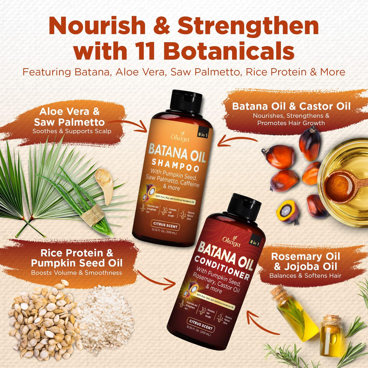 Batana Oil Shampoo & Conditioner Bundle, Citrus, 10.15 fl oz, 2 Pack