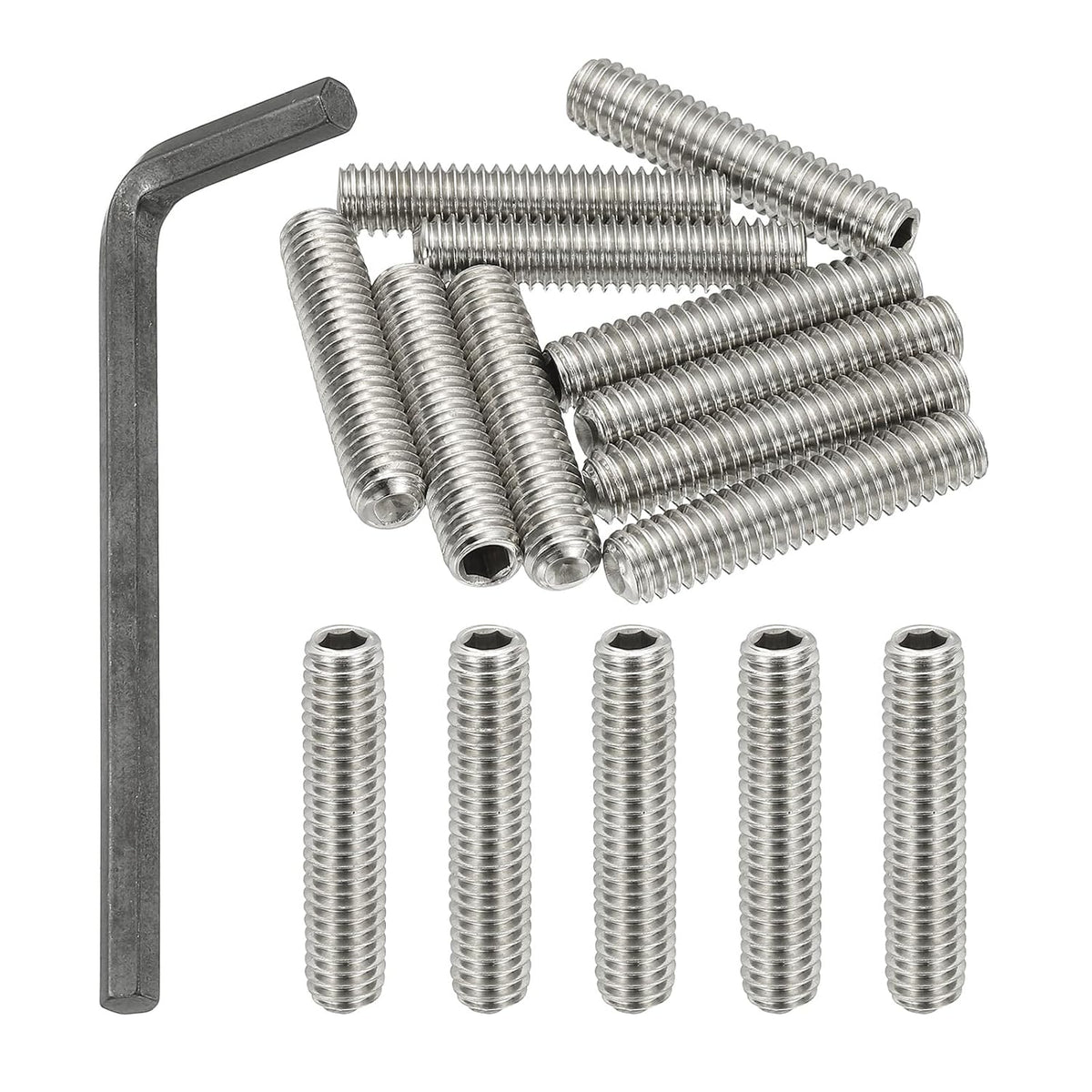 PATIKIL 5/16-18x1-1/2 Hex Socket Grub Screws, 10 Pcs Cup Point Set Screw with Wrench