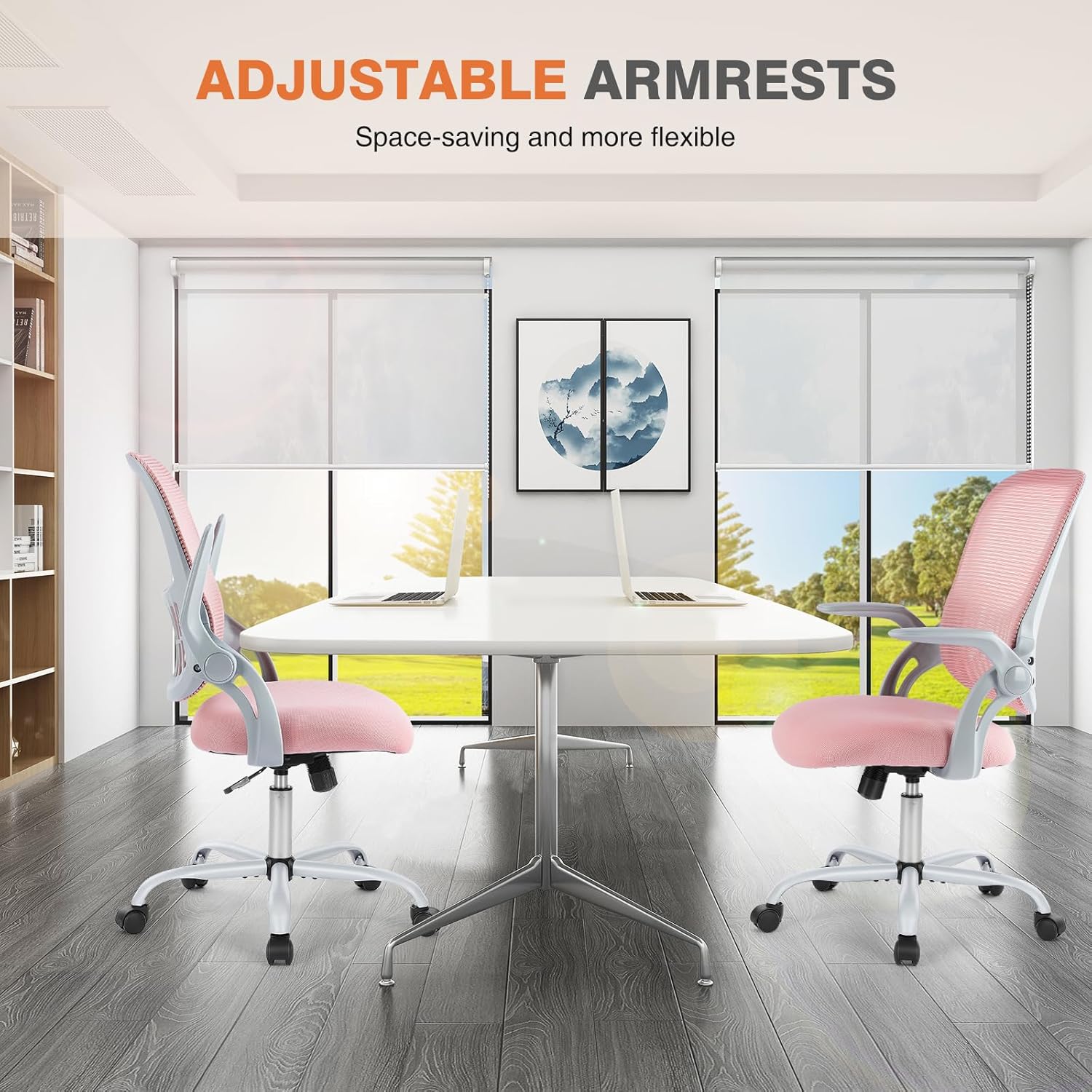 Home Office Computer Desk Chair, Ergonomic Mid-Back Mesh Rolling Work Swivel Task Chairs with Wheels, Comfortable