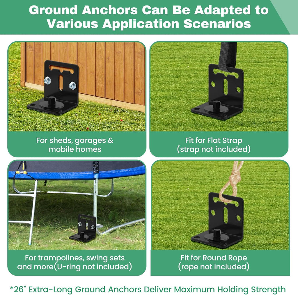 26" Ground Anchors Screw in Heavy Duty, Mobile Home Anchors - Shed Anchor Kit with L Bracket & Drill Adapter, Earth