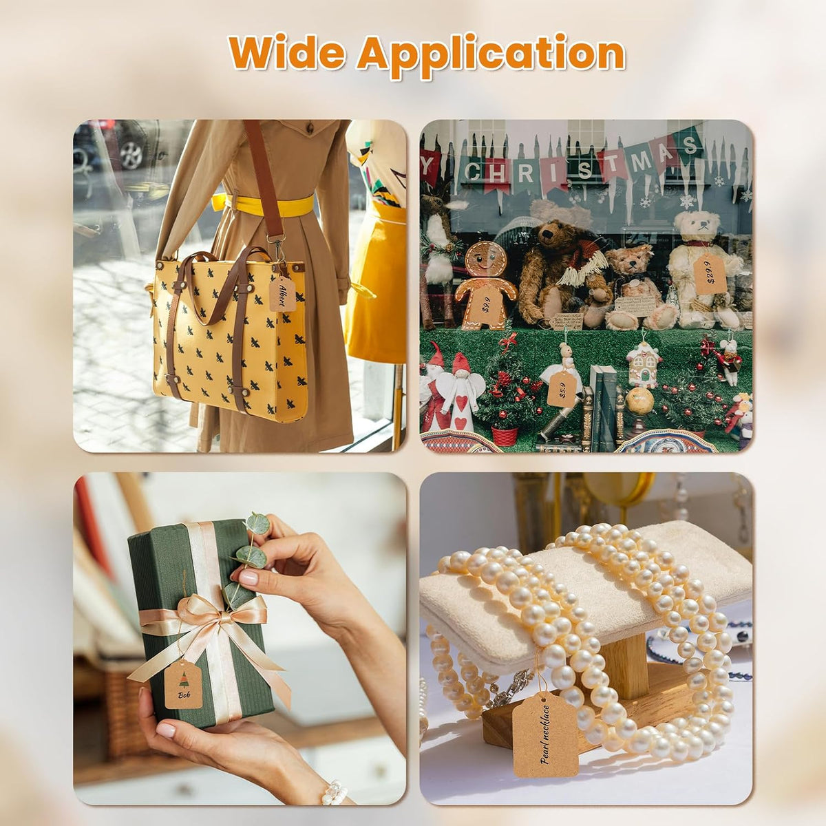 1.8x1.4 Inches Brown Kraft Price Tags with String Attached 500 Pcs
