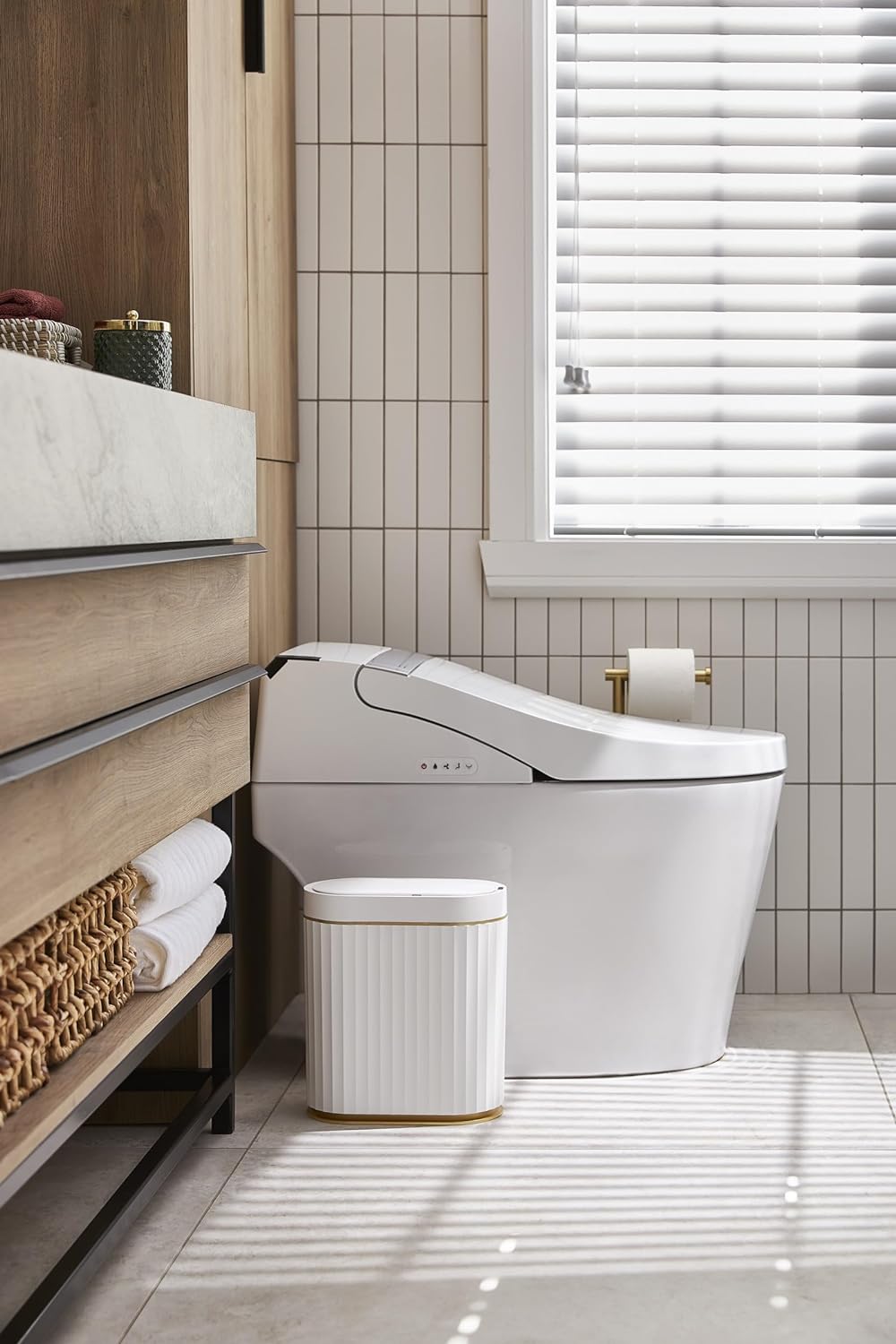 Bathroom Trash Can with Lid 2 Gallon Sensor Garbage Can, Automatic Trash Bin, Motion Sensor Trash Can, IPX5
