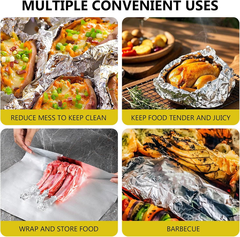 100 Count Pre-Cut Gold Foil Sheets, Pop-Up Disposable Aluminum Foil