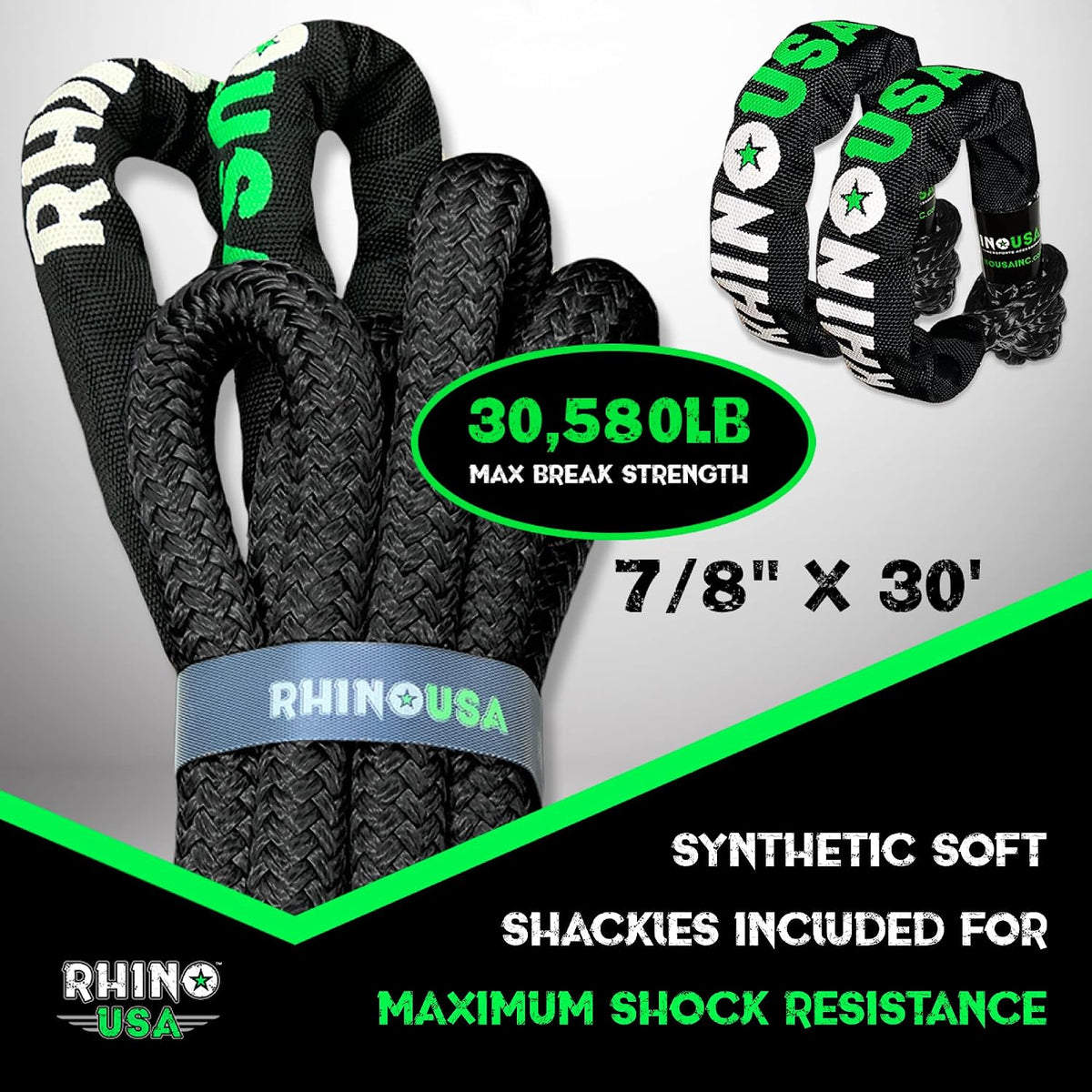 Kinetic Rope Recovery Kit, 7/8in x 30ft w/Soft Shackles
